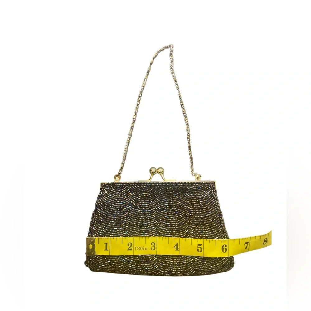 Elegant Gold Beaded Evening Bag